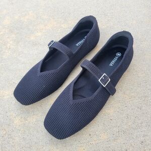 VIVAIA Margot Mary-Jane Square-Toe Ballet Flats Black EU 40 US 9